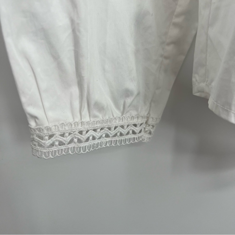 NWT The Shirt Rochelle Behrens Lindsay White Eyelet Button Shirt Poplin Lace L - Picture 10 of 14